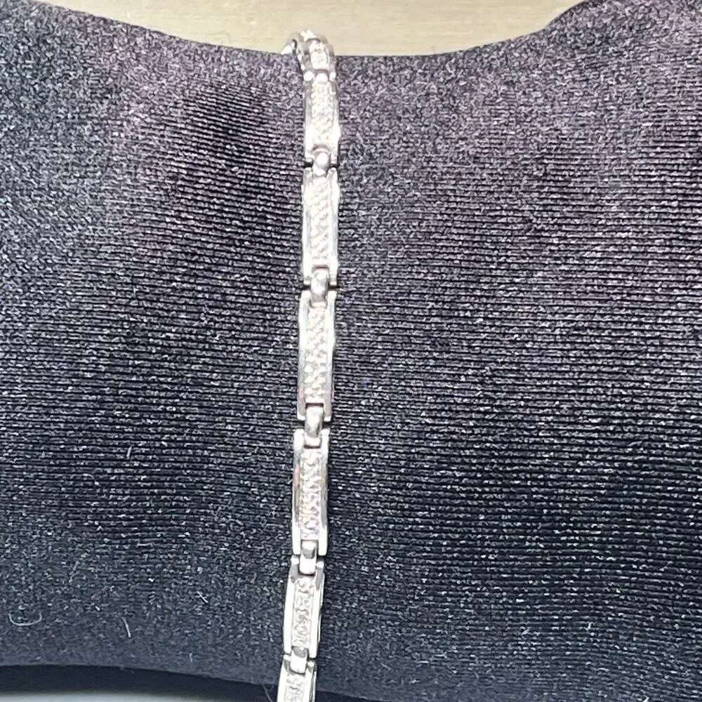 Banter Piercing Pagoda STERLING SILVER 925 Tennis Bracelet Linked Panel No Stone